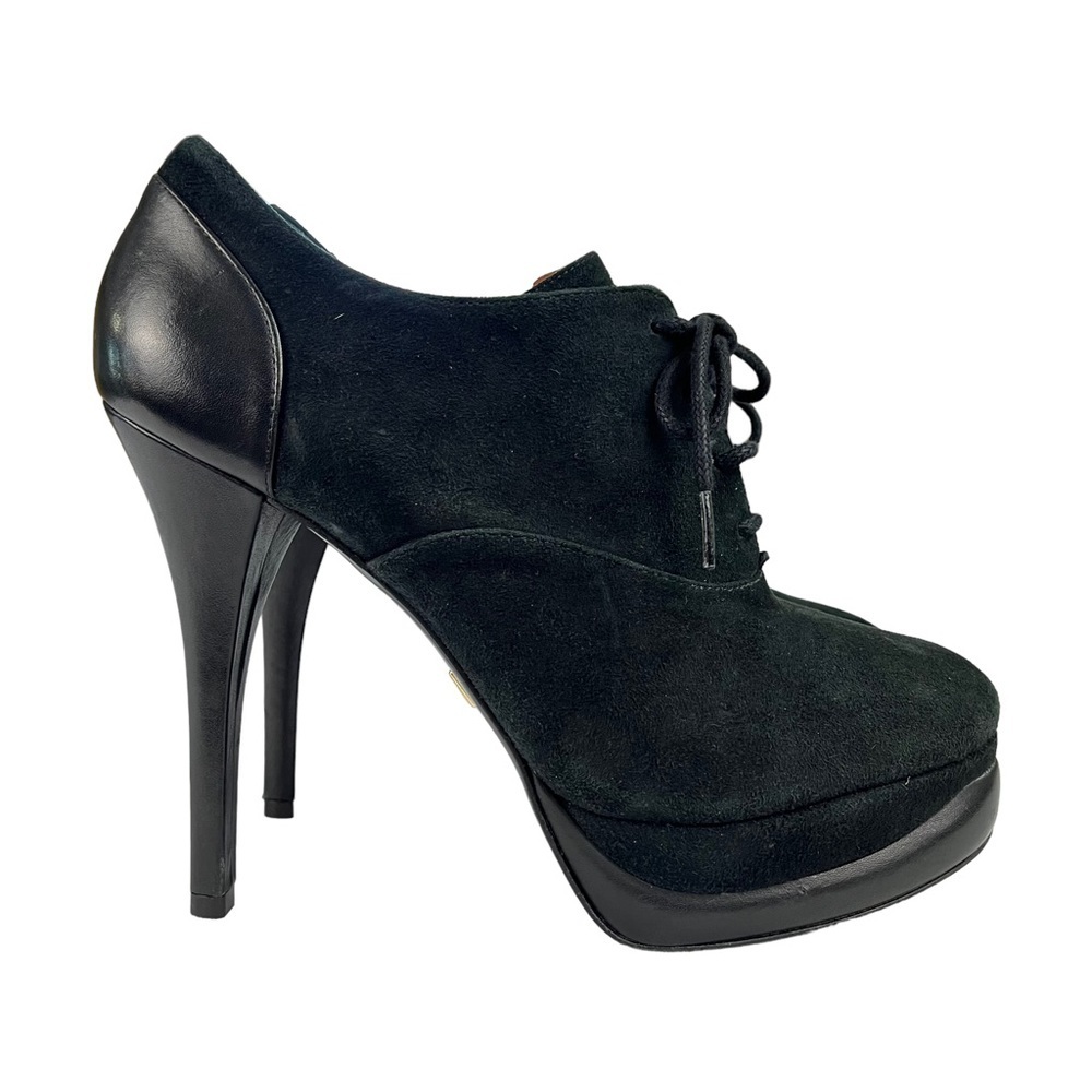 Pour La Victoire Stiletto Shoes Womens Size‎ 9.5 Black Suede Leather Platform